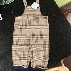 Janie and Jack plaid overalls